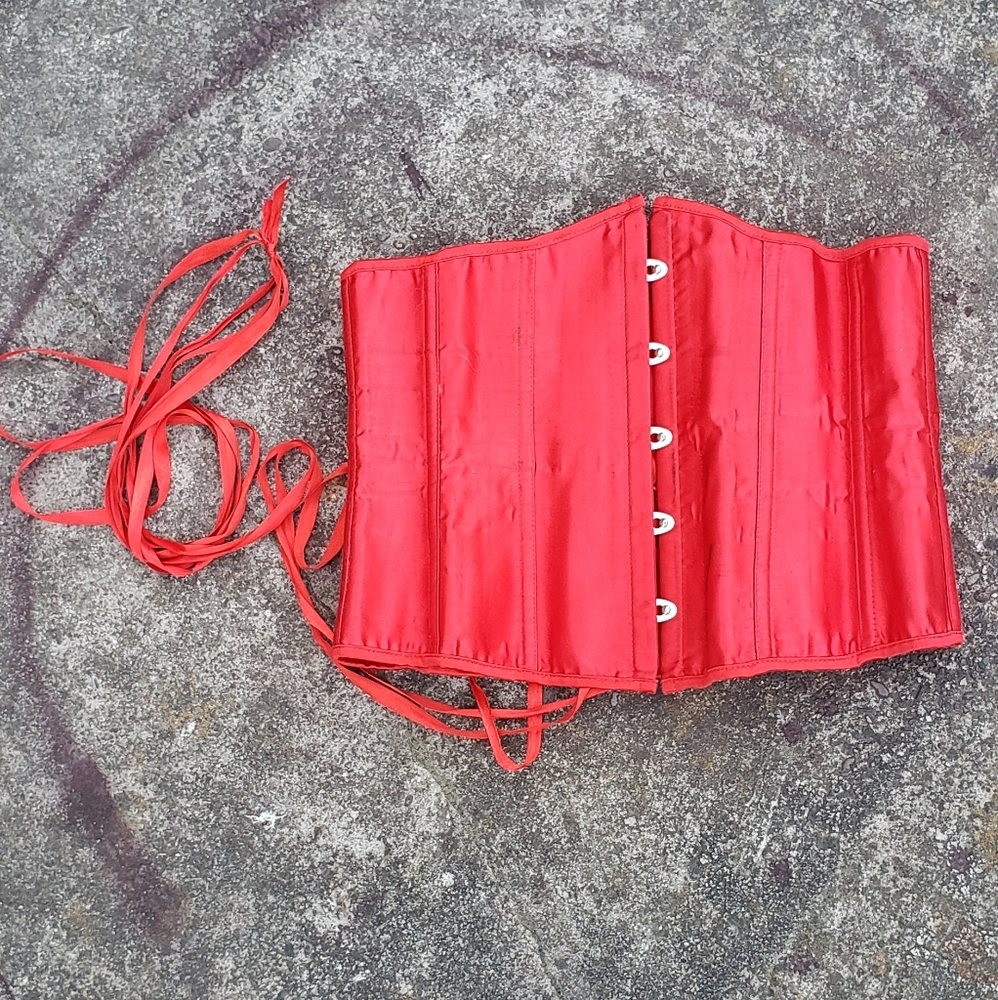 🍒 red underbust boned corset / waist cincher XL
